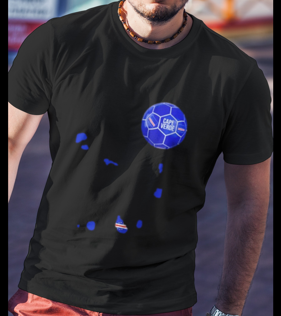 Cape Verde Soccer Pride Blue Football Map T-Shirt