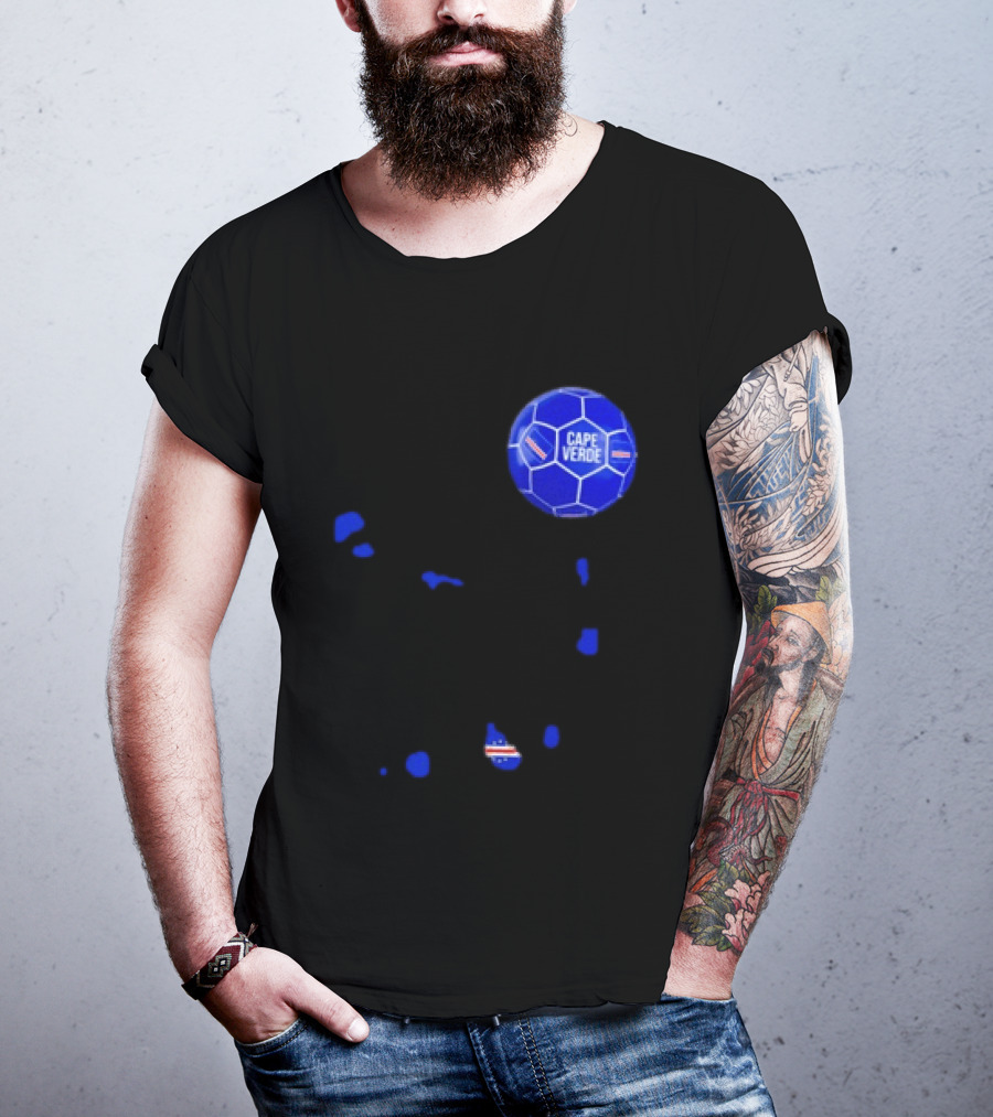Cape Verde Soccer Pride Blue Football Map T-Shirt