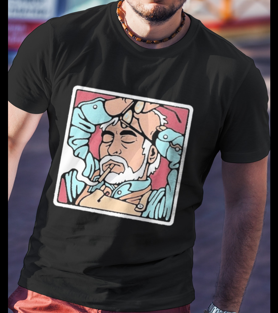 Drew Wise Tired Relaxed Bearded Figure With Pipe And Eyeglasses Japanese Ukiyo E T-Shirt