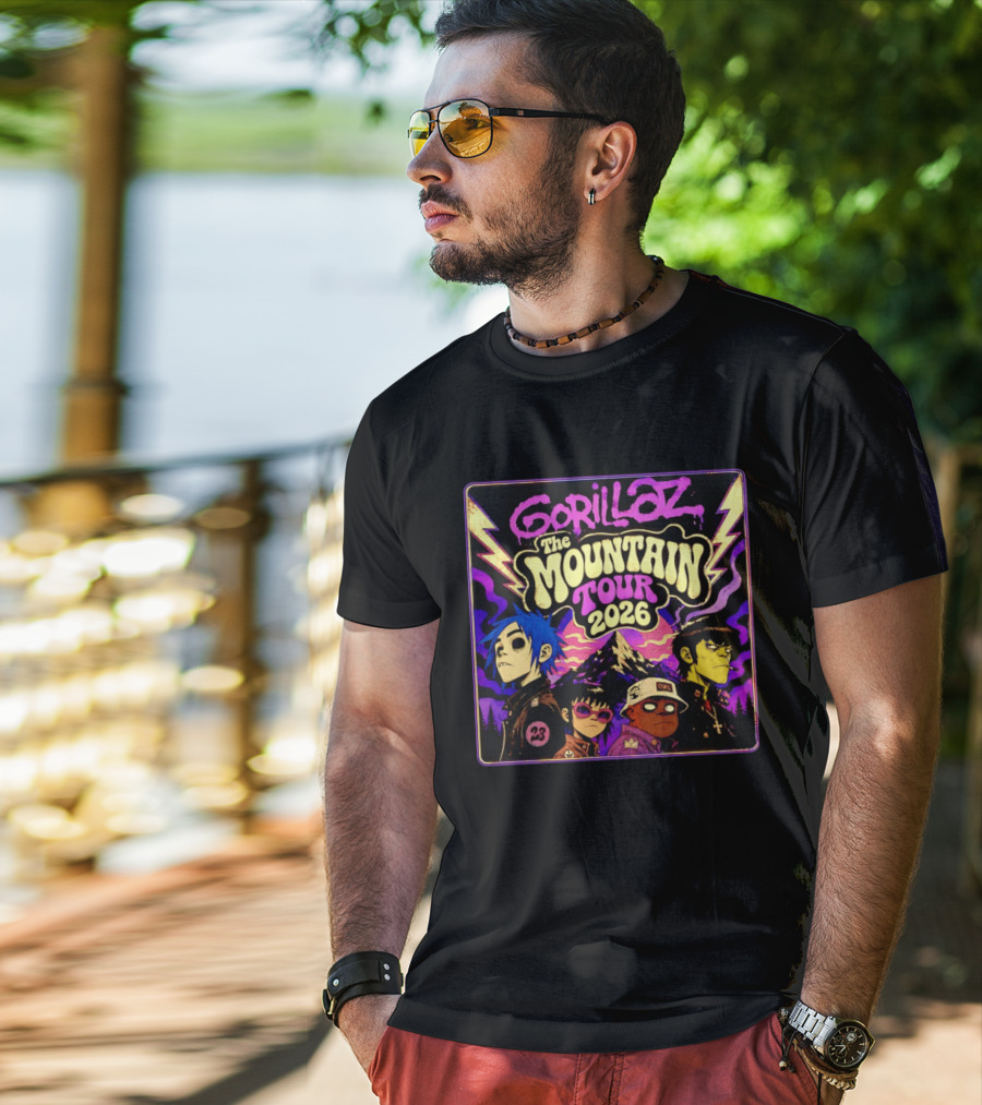 Gorillaz The Mountain Tour 2026 2D Murdoc Niccals Lightning T-Shirt