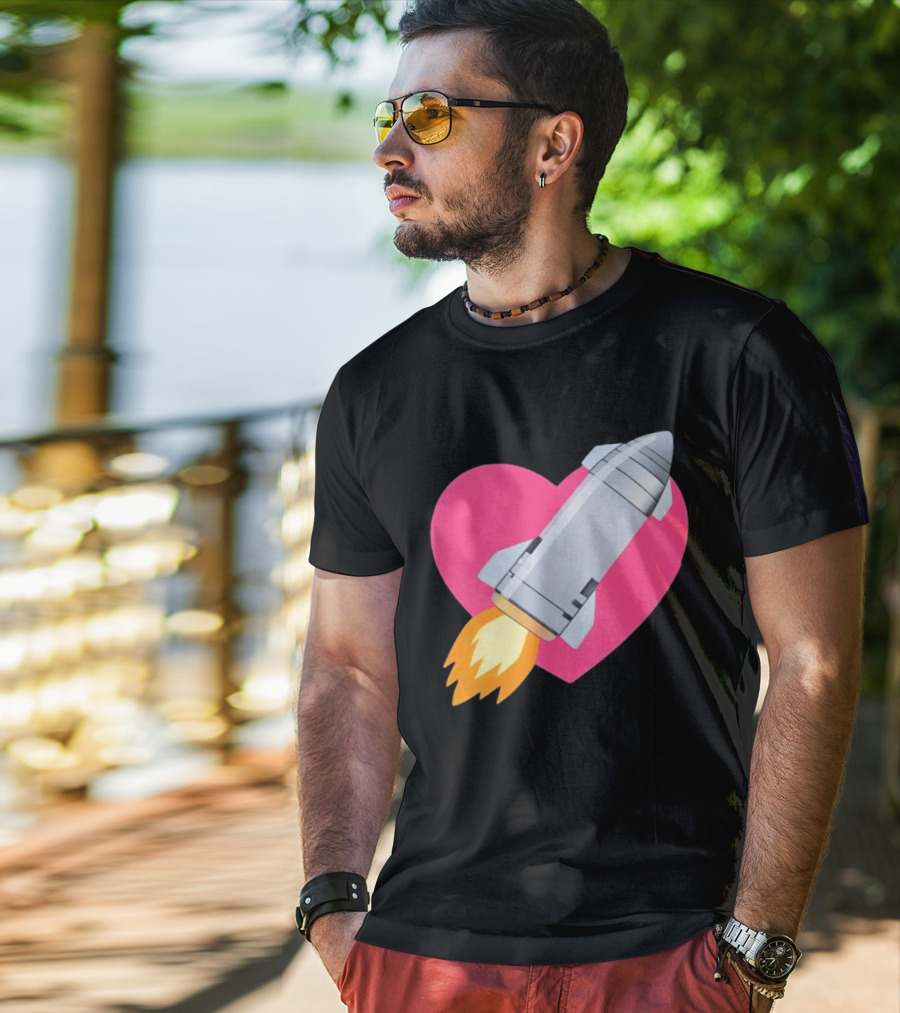 Merger Rocket Heart Space Love Launch T-Shirt