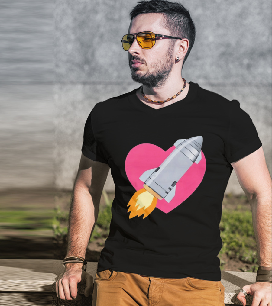 Merger Rocket Heart Space Love Launch T-Shirt