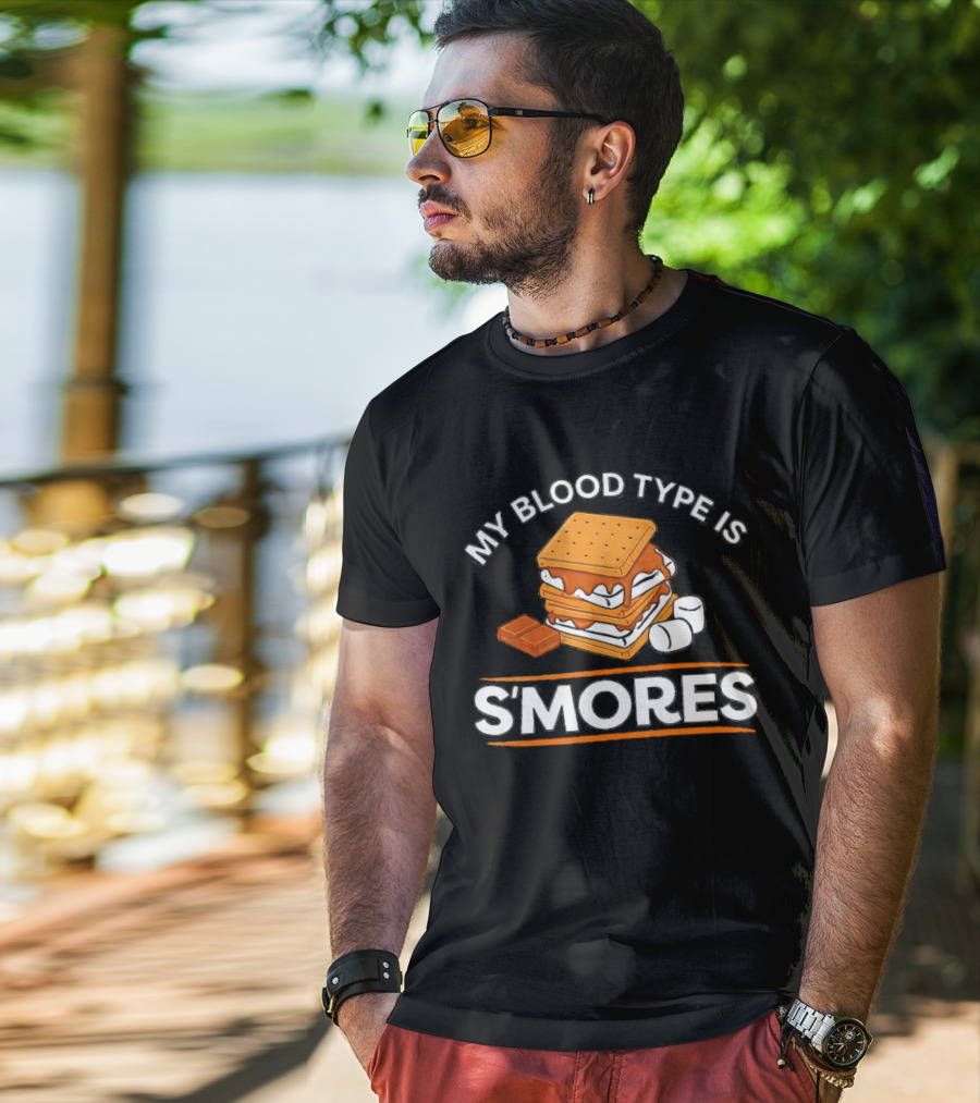 My Blood Type Is S'mores Marshmallow Camping Snack T-Shirt