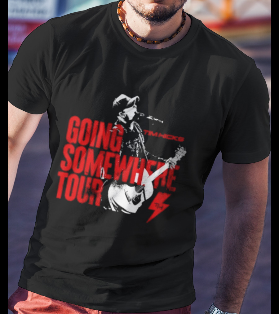 Tim Hicks Going Somewhere Tour Guitar Lightning Bolt T-Shirt