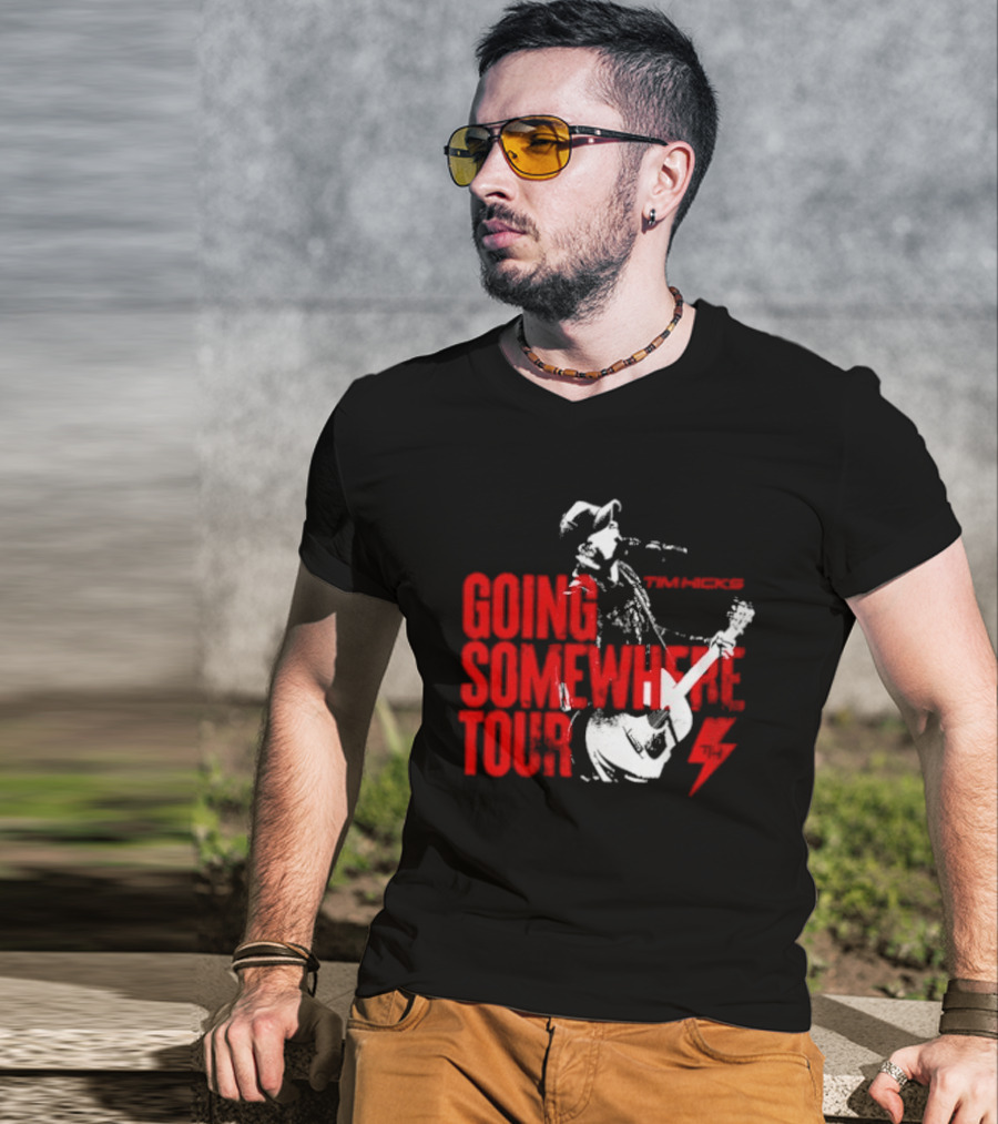 Tim Hicks Going Somewhere Tour Guitar Lightning Bolt T-Shirt