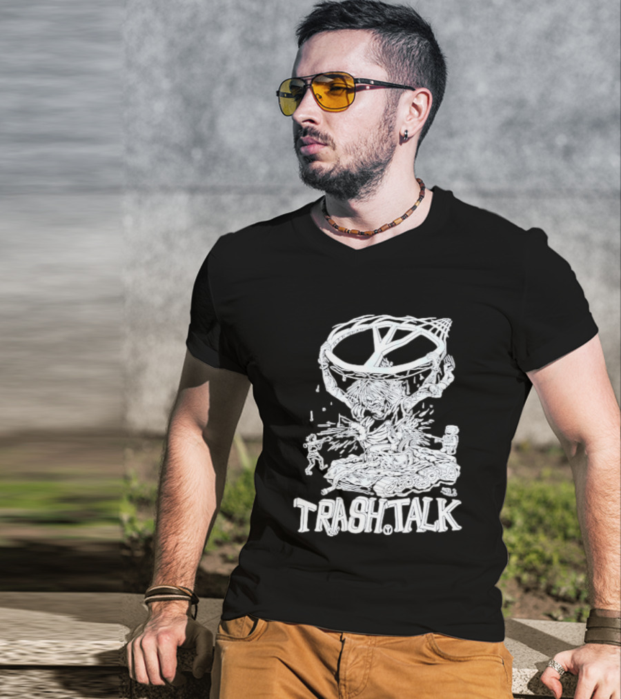 Trash Talk Tank War Hardcore Punk Skater And Tank Collision T-Shirt
