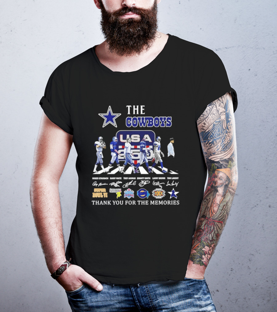 The Cowboys USA 250 Years Abbey Road Thank You For The Memories Signatures T-Shirt