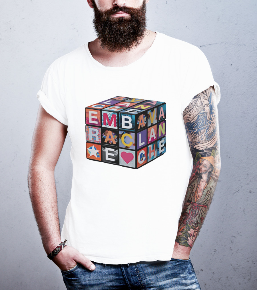 Avalanche Embrace Rubiks Cube Heart Star Colorful Letters T-Shirt