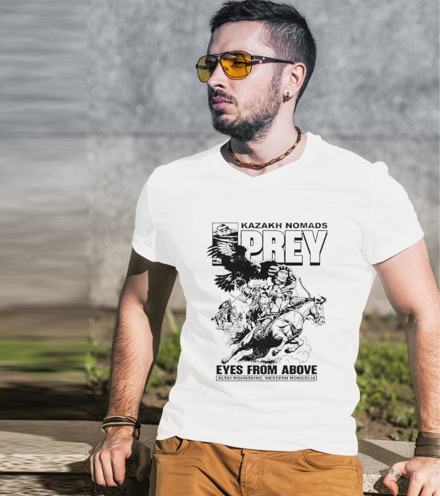 Kazakh Nomads Prey Altai Mountains Western Mongolia Eagle Rider T-Shirt