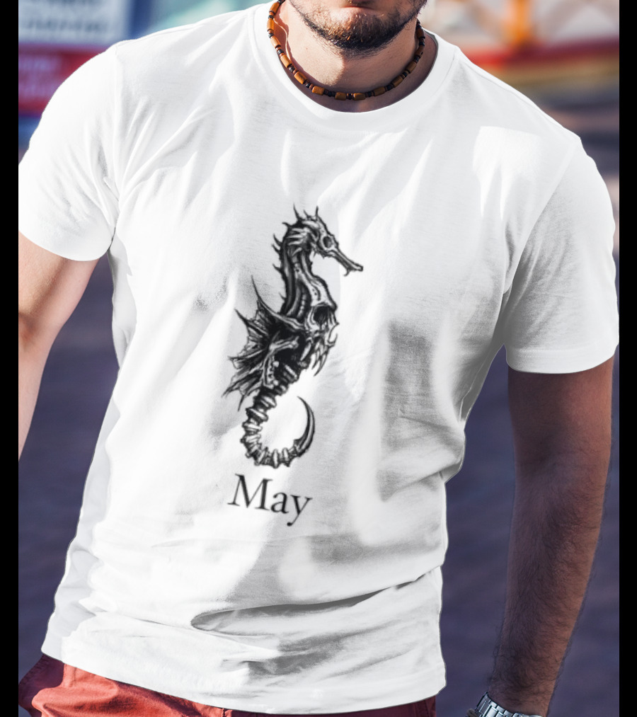 May Skull Seahorse Zodiac Gothic T-Shirt