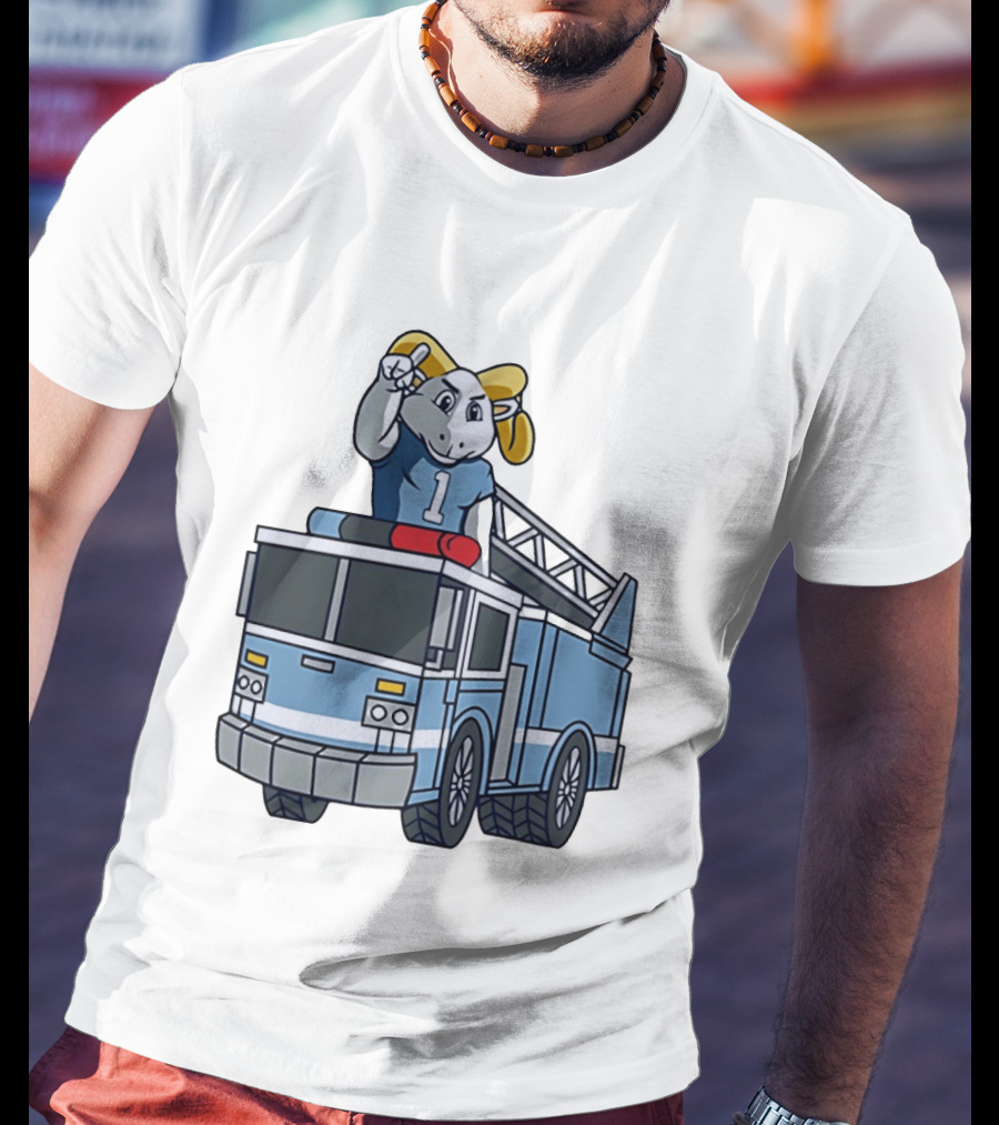UNC Tar Heels Ram Mascot On Fire Truck Sports Team Merchandise T-Shirt