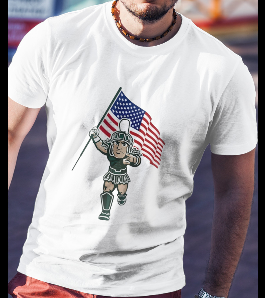 Michigan State Spartans USA Flag T-Shirt