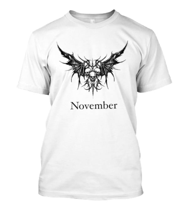 November Skull Wings Gothic Dark T-Shirt