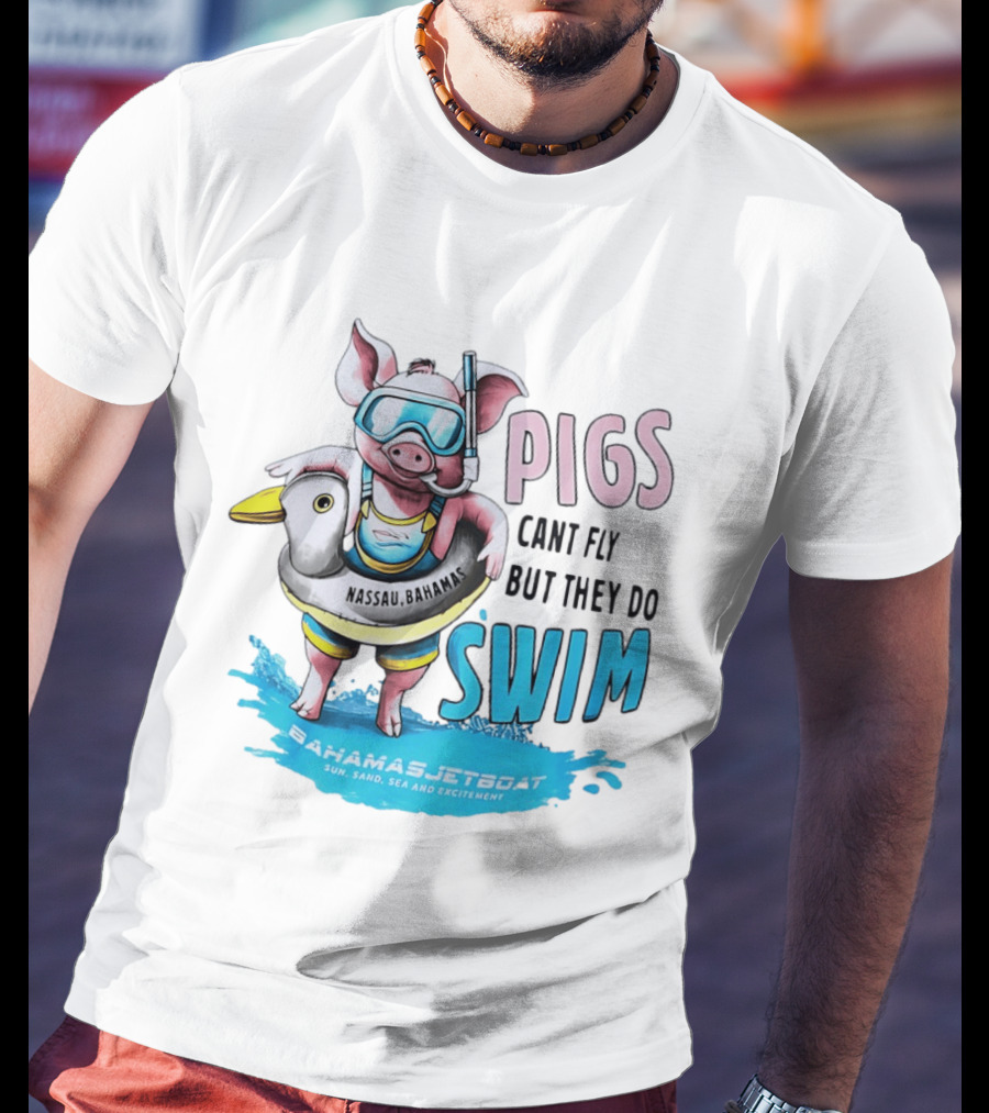 Pigs Fly Nassau Scuba Sand Sea Swim T-Shirt