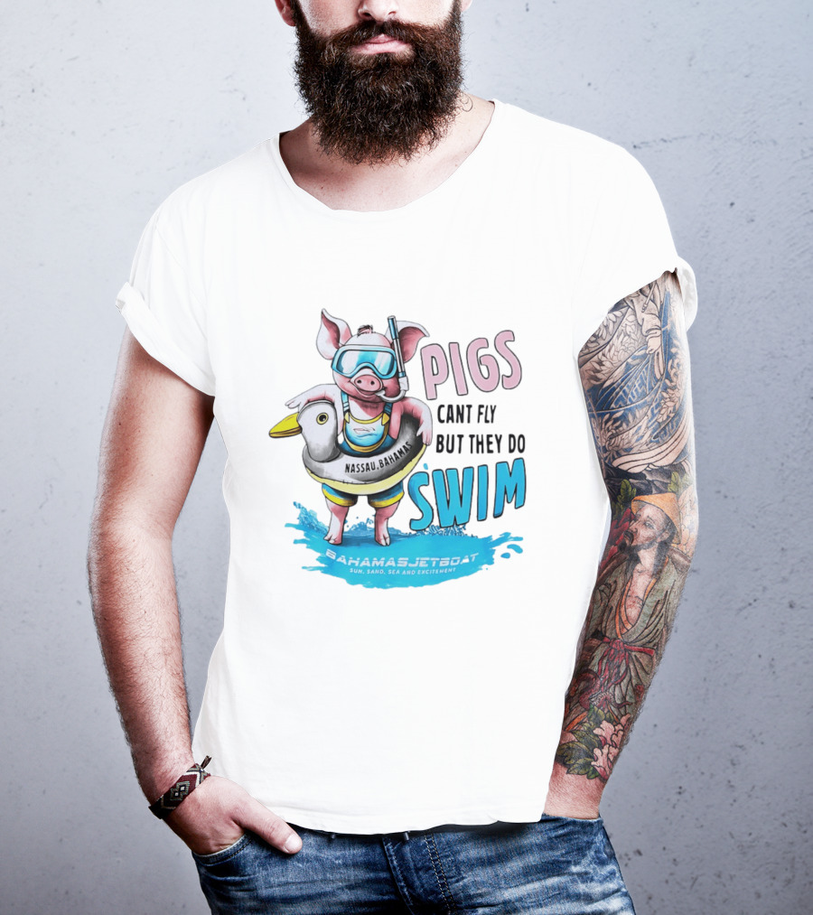 Pigs Fly Nassau Scuba Sand Sea Swim T-Shirt