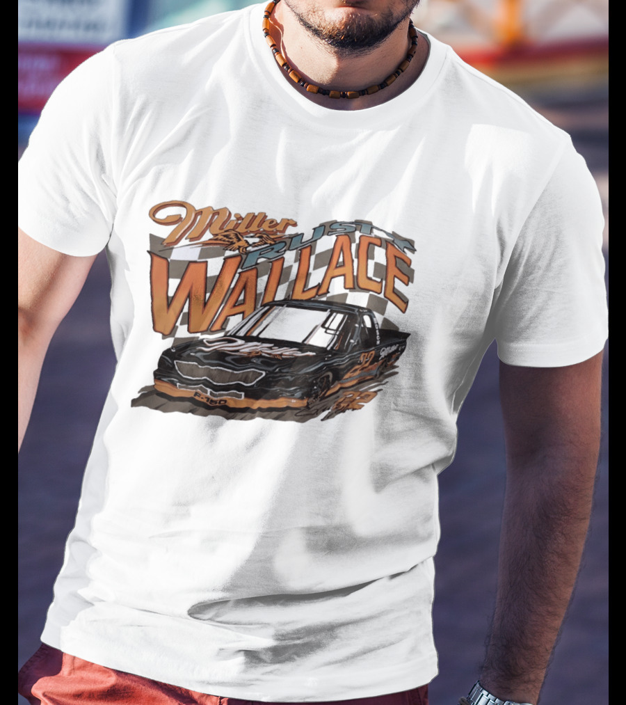 Rusty Wallace Miller F 150 22 NASCAR Racing Race Car Checkered Flag T-Shirt