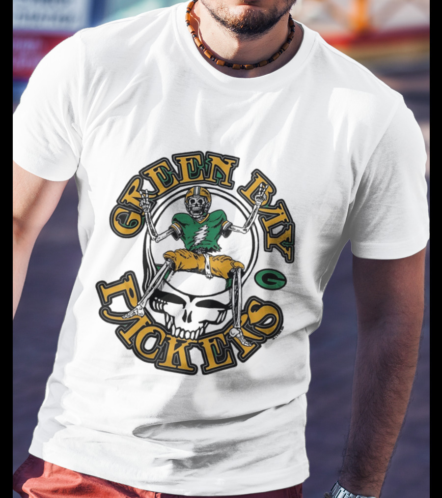 Green Bay Packers Skeleton Grateful Dead Collaboration T-Shirt