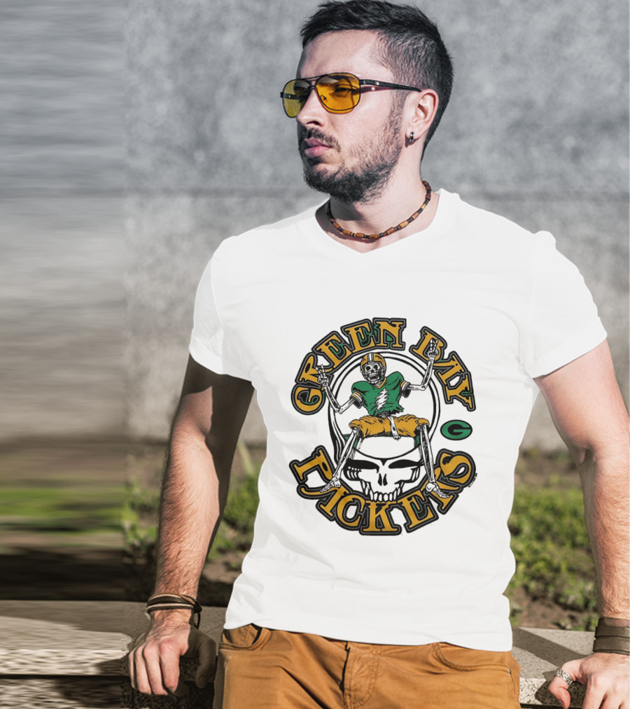 Green Bay Packers Skeleton Grateful Dead Collaboration T-Shirt