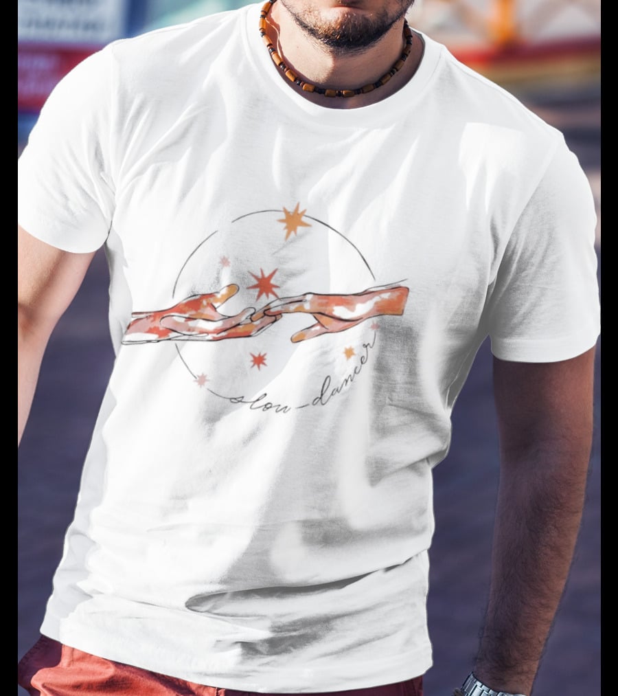 Slow Dancer Touching Hands With Celestial Stars Cosmic T-Shirt
