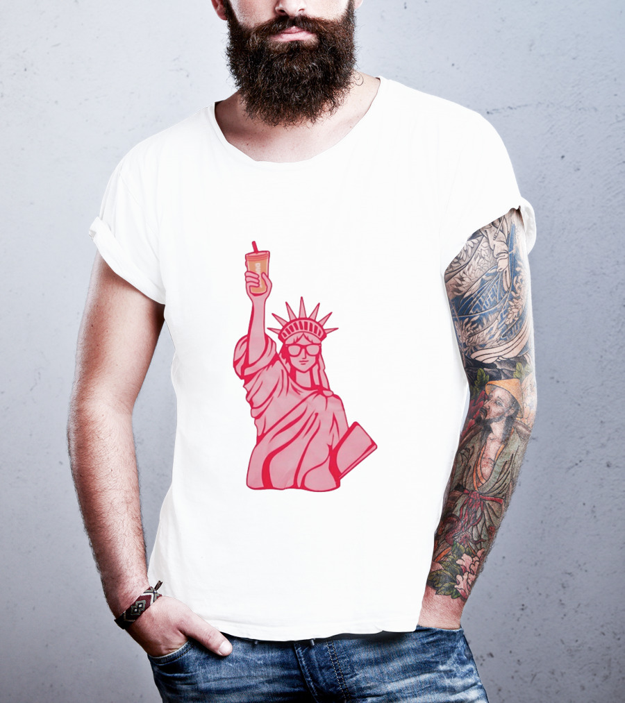 Statue Of Liberty Sunglasses Iced Drink T-Shirt