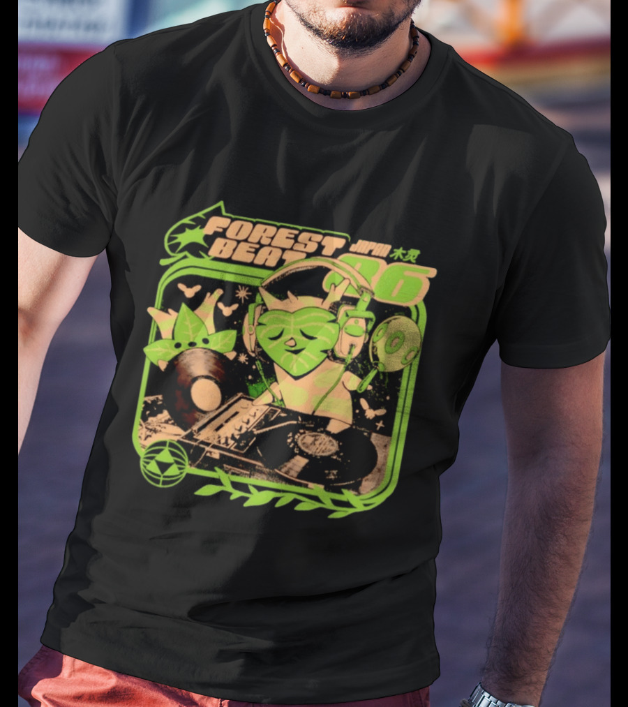 Forest Beat 06 Japan Music Vinyl Leaves Green Mask T-Shirt