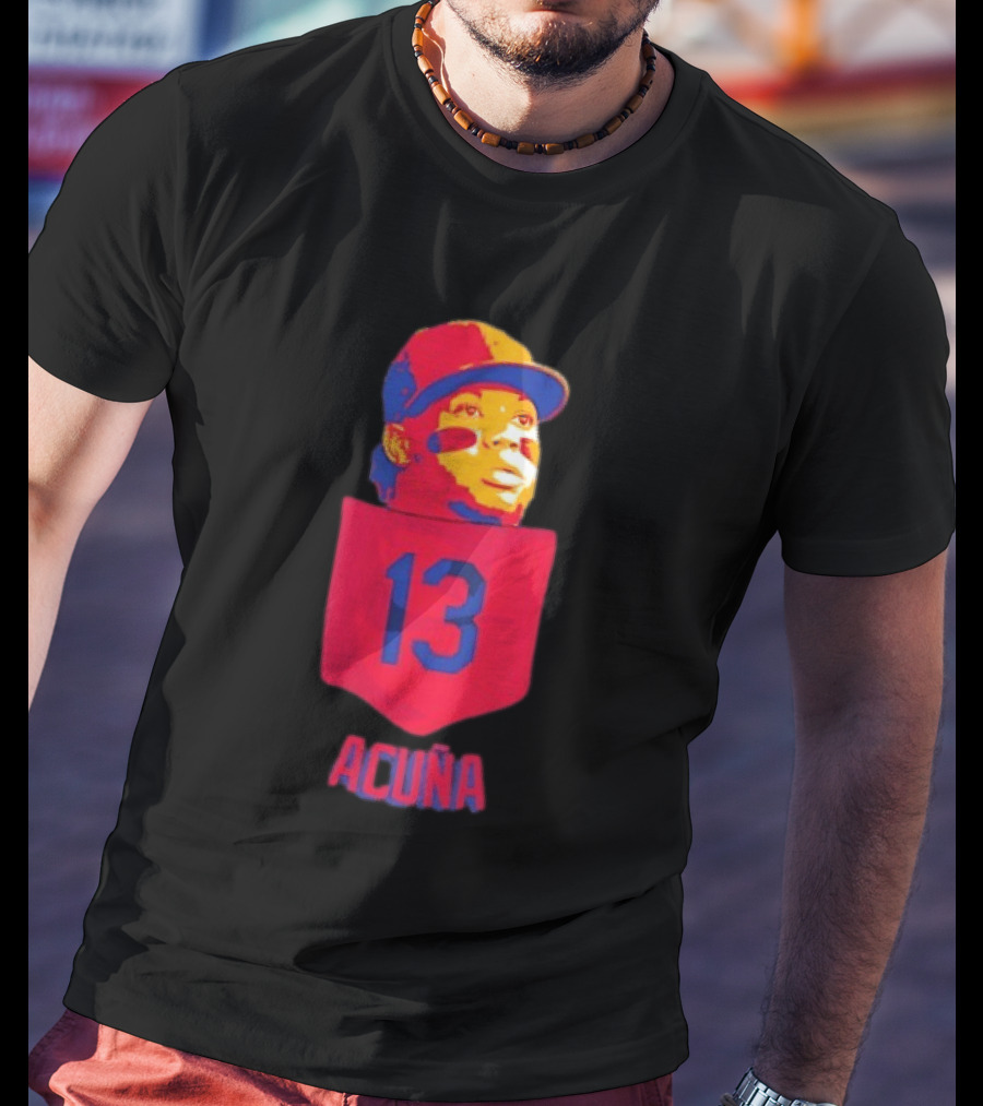 Ronald Acuna Jr 13 Atlanta Braves Baseball Player Pocket T-Shirt