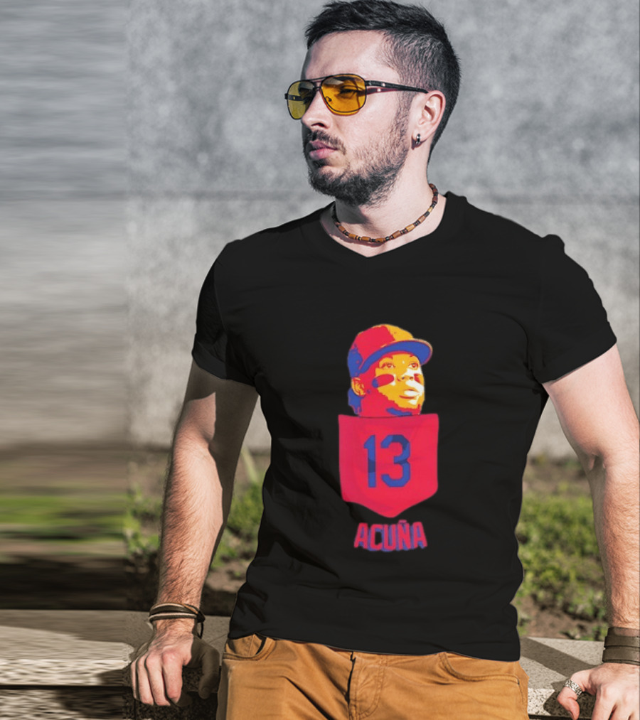 Ronald Acuna Jr 13 Atlanta Braves Baseball Player Pocket T-Shirt