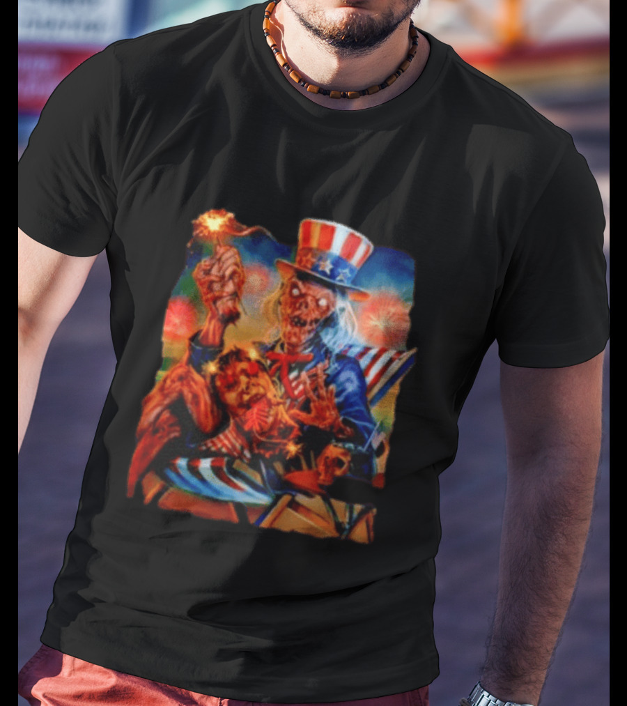 Crypt Keeper Uncle Sam 4th Of July Firework Spectacle T-Shirt