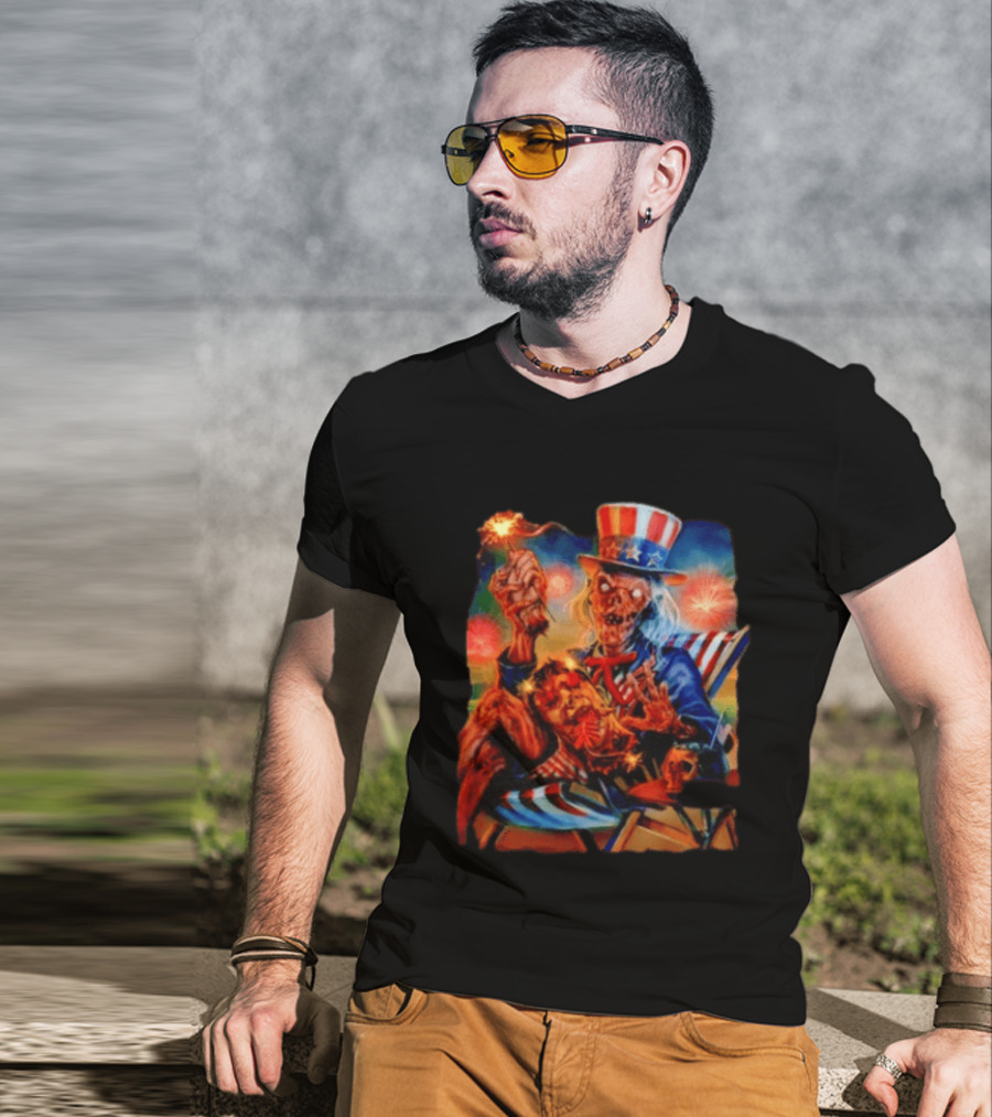 Crypt Keeper Uncle Sam 4th Of July Firework Spectacle T-Shirt