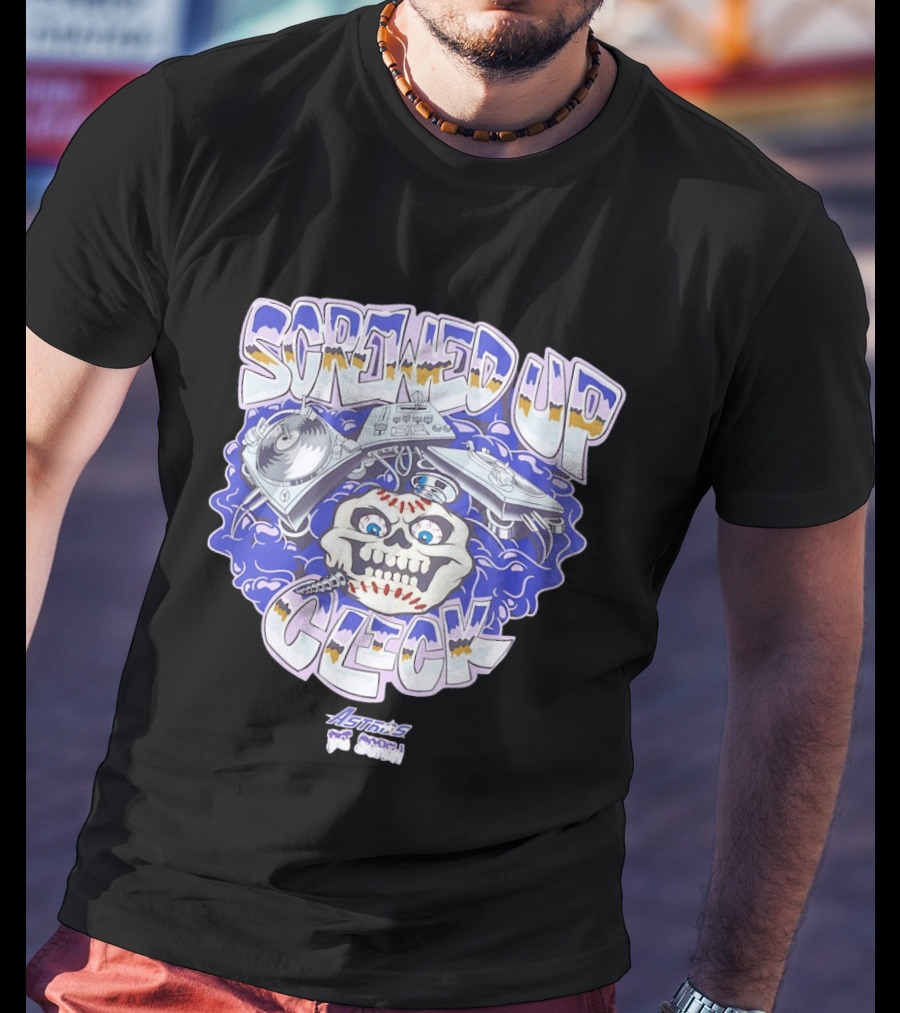 Screwed Up Click Skull DJ Houston Astros Mashup Visual T-Shirt