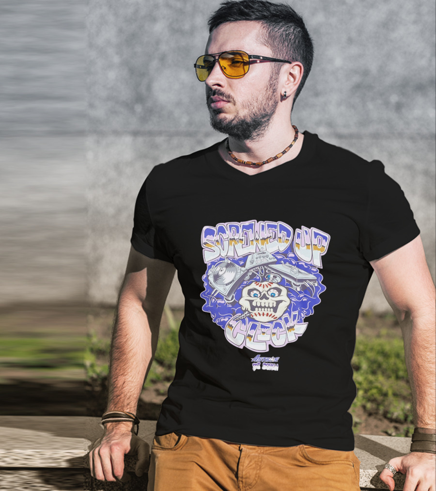 Screwed Up Click Skull DJ Houston Astros Mashup Visual T-Shirt