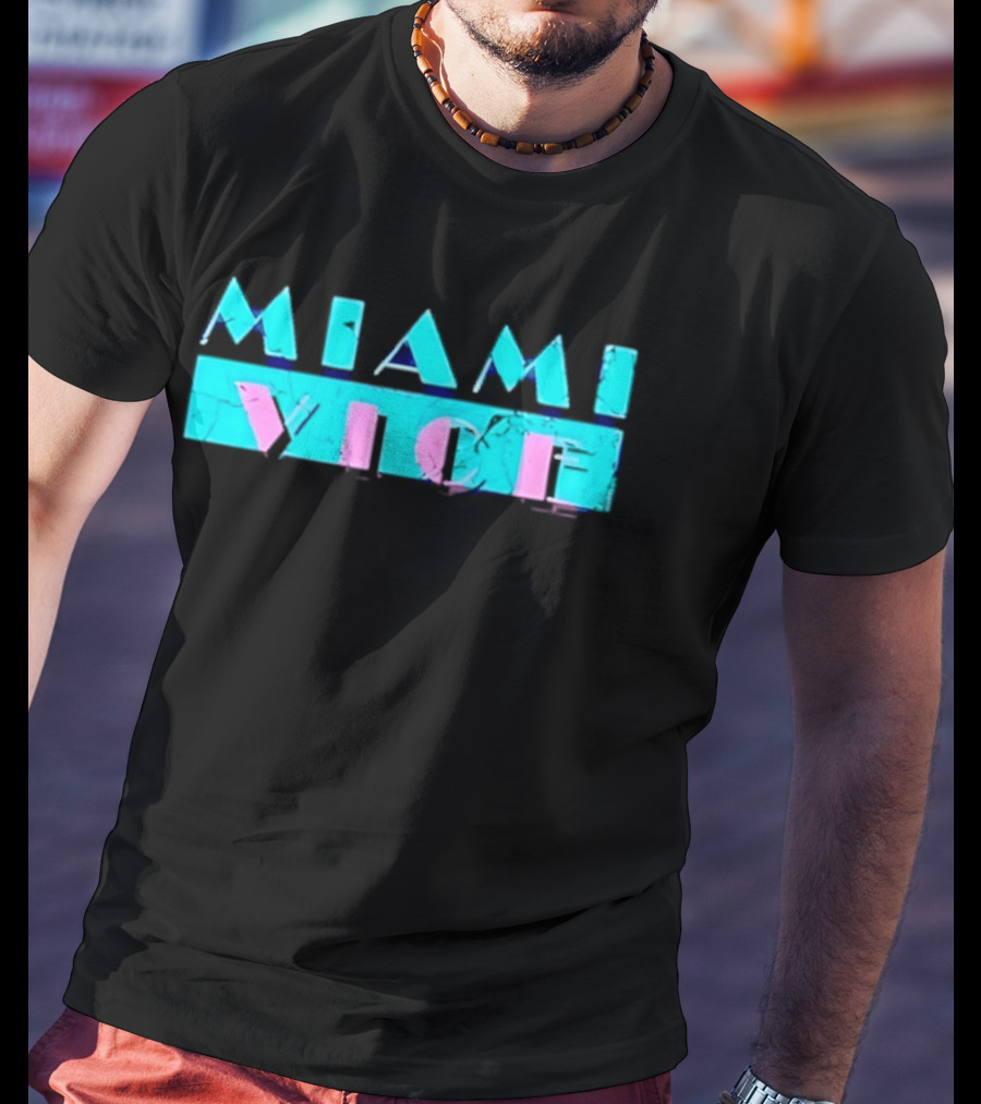 MIAMI VICE Retro Neon Blue Pink Aesthetic T-Shirt