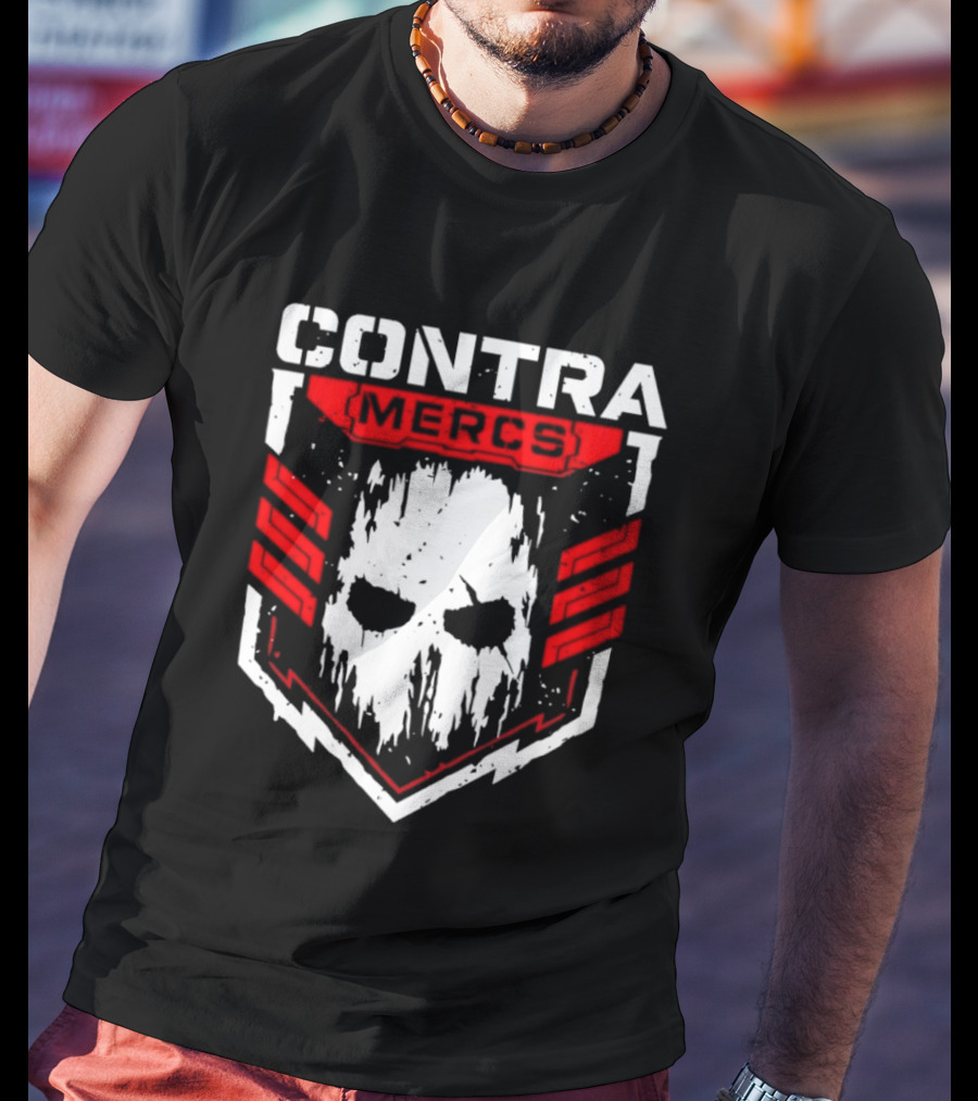 MLW Contra Mercs Skull Emblem Red Stripes T-Shirt