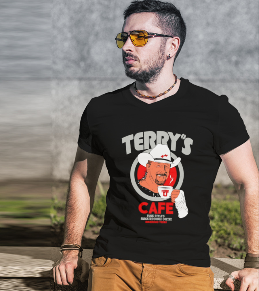Terry's Cafe Terry Funk Funk U Coffee Cowboy Bandage T-Shirt