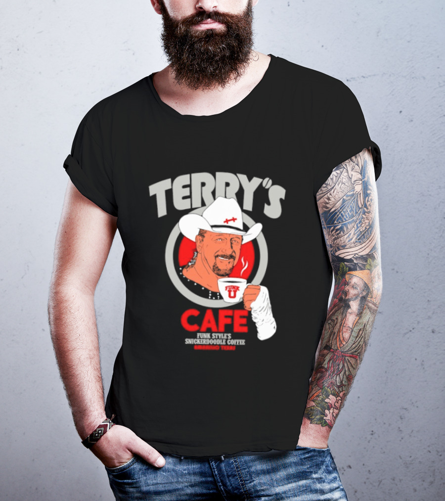 Terry's Cafe Terry Funk Funk U Coffee Cowboy Bandage T-Shirt