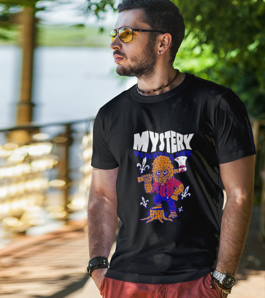 Mystery Wrestling Lumberjack Sasquatch Axe Woodcutting T-Shirt