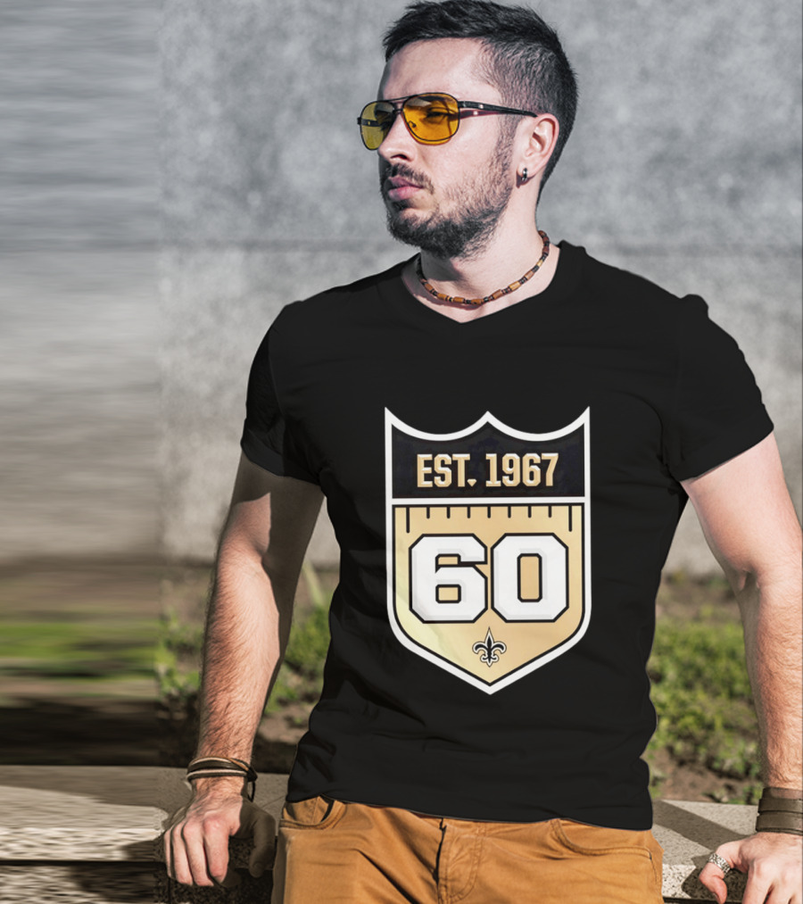 New Orleans Saints 60th Anniversary Est 1967 Fleur De Lis NFL Celebration T-Shirt