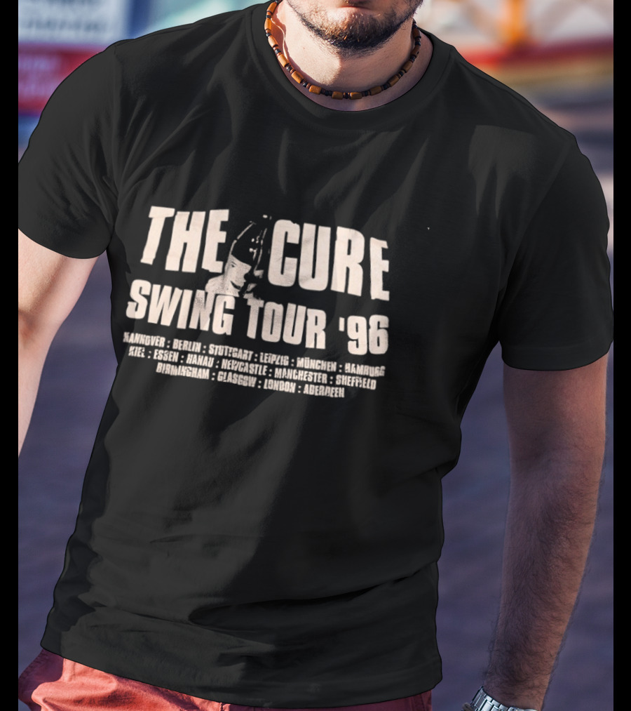 The Cure Swing Tour '96 European Cities Robert Smith Alternative Rock T-Shirt