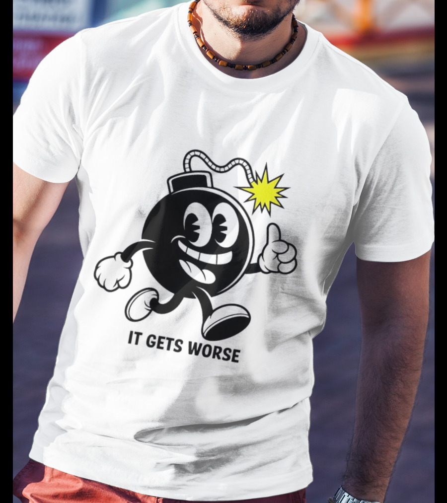 Bomb Walking Thumbs Up It Gets Worse Retro Cartoon T-Shirt