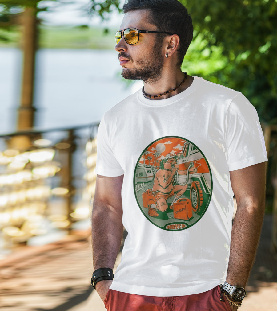 The Red Clay Strays X Soundwaves Creative Hollywood Florida 2026 Ellipse Shape HBYCO Unleaded Palm Trees Moon Retro Camper Scene T-Shirt