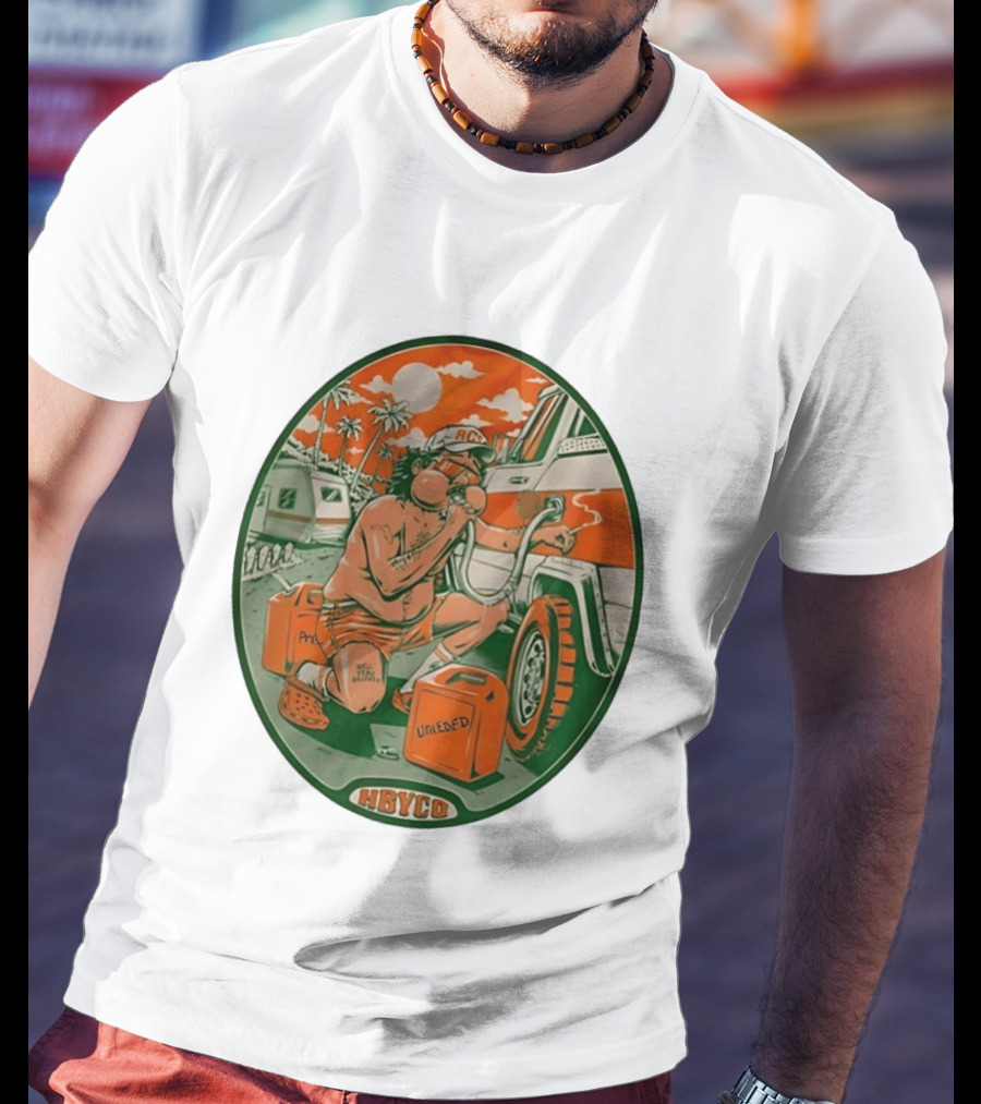 The Red Clay Strays X Soundwaves Creative Hollywood Florida 2026 Ellipse Shape HBYCO Unleaded Palm Trees Moon Retro Camper Scene T-Shirt