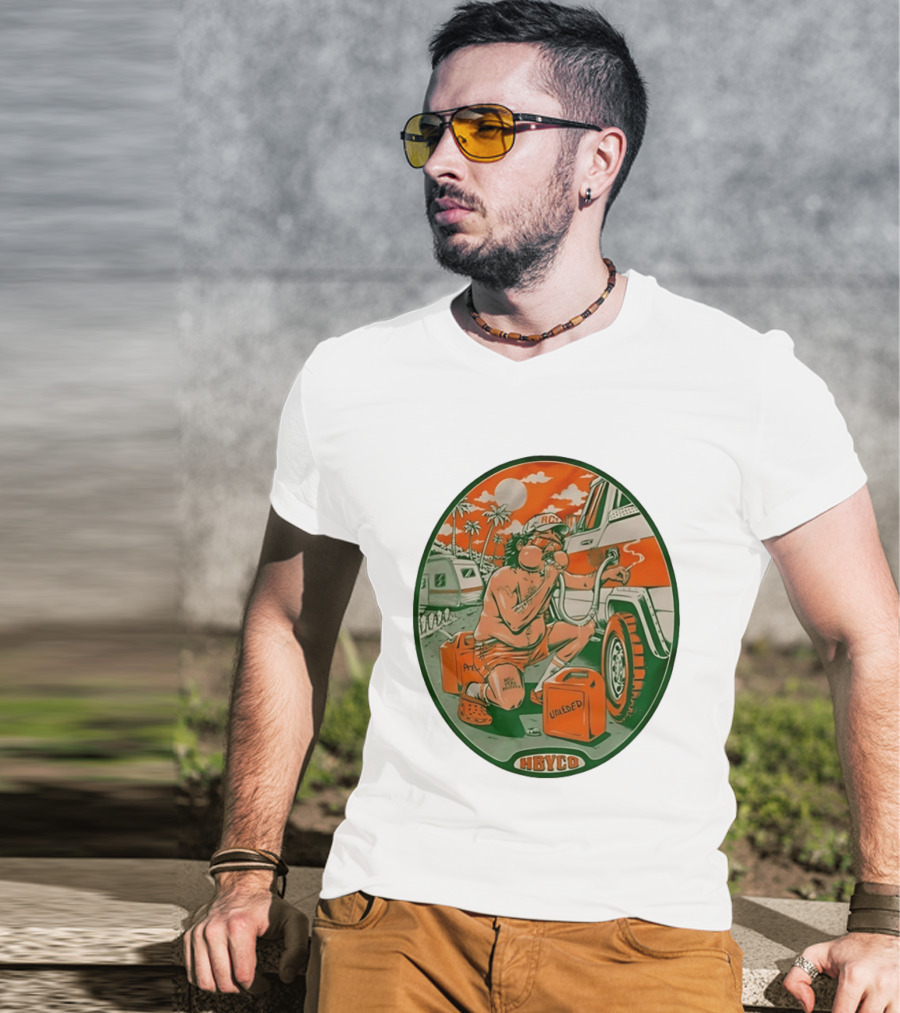 The Red Clay Strays X Soundwaves Creative Hollywood Florida 2026 Ellipse Shape HBYCO Unleaded Palm Trees Moon Retro Camper Scene T-Shirt
