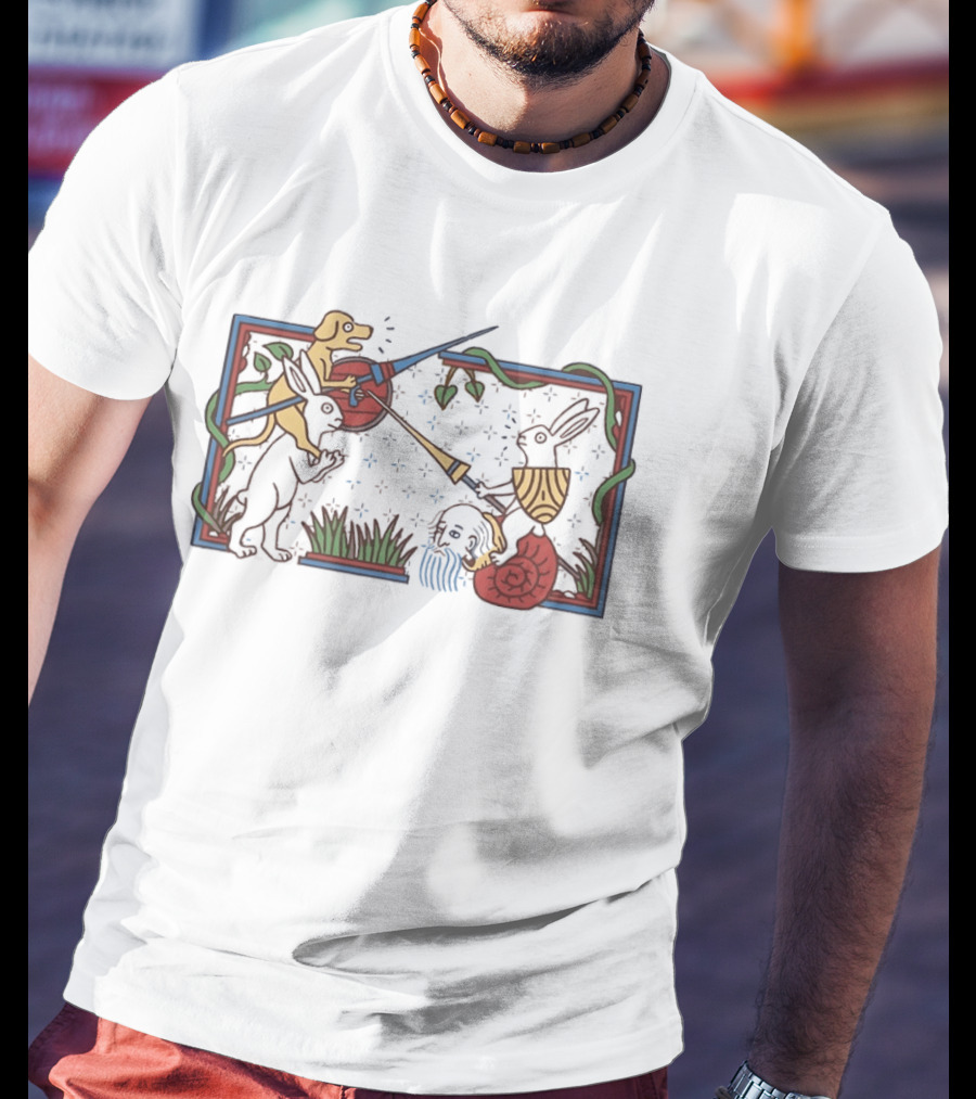 Medieval Dog And Snail Jousting Fantasy Battle T-Shirt