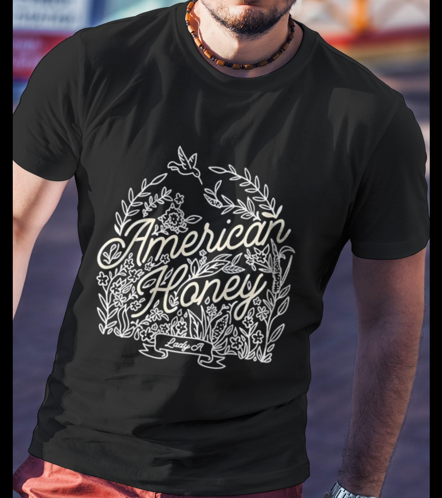American Honey Lady A Hummingbird Floral Plant T-Shirt