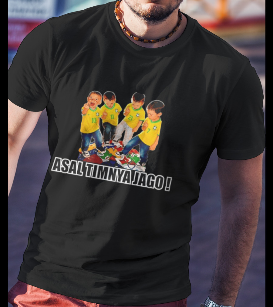 Brazil Football Kids Middle Finger Asal Timnya Jago Soccer Humor T-Shirt