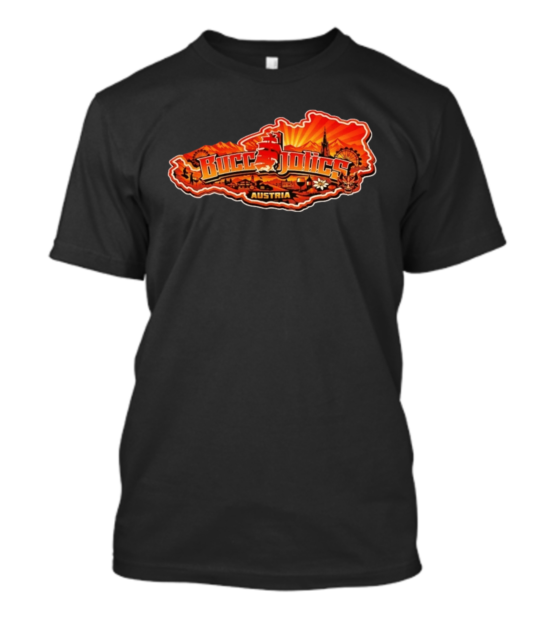 Buccaholics Austria Map With Mountains And Ferris Wheel T-Shirt