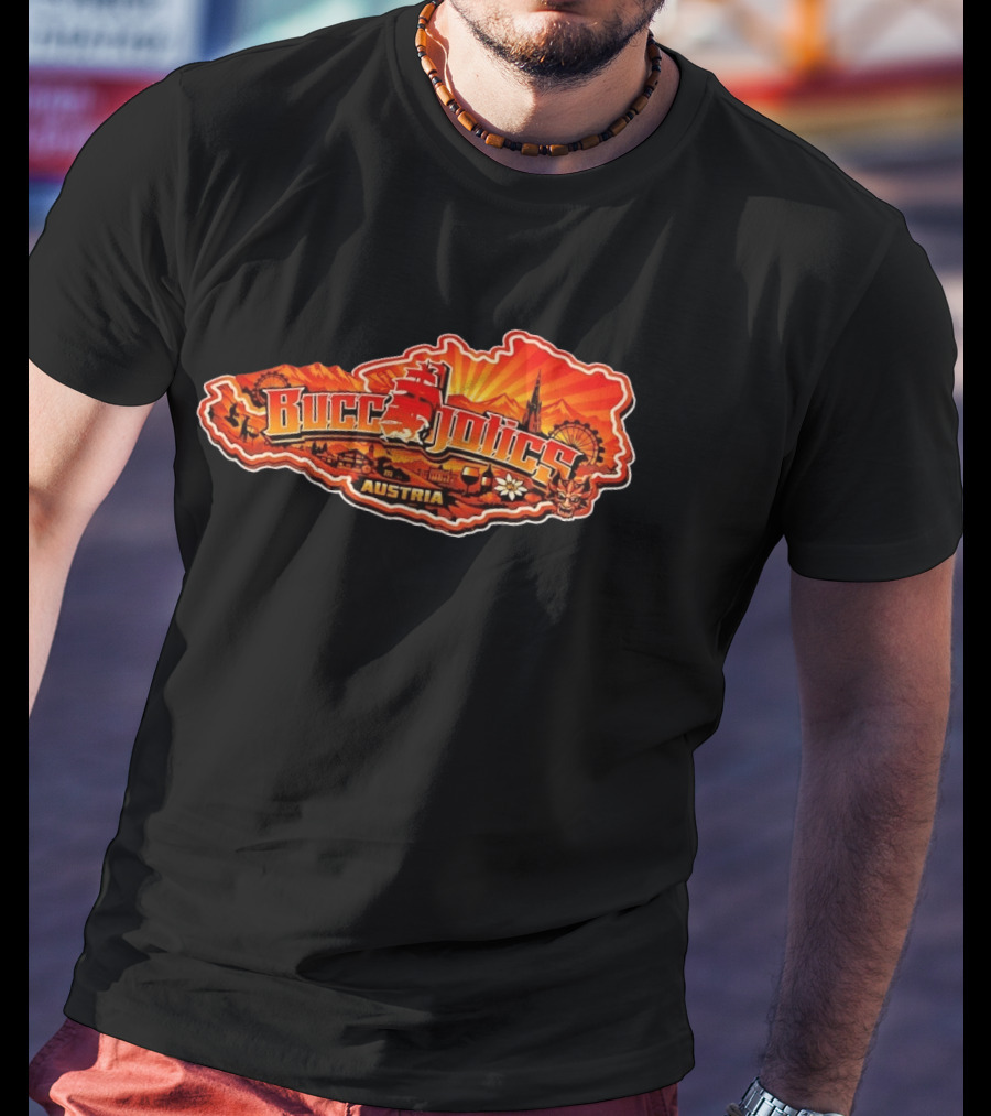 Buccaholics Austria Map With Mountains And Ferris Wheel T-Shirt