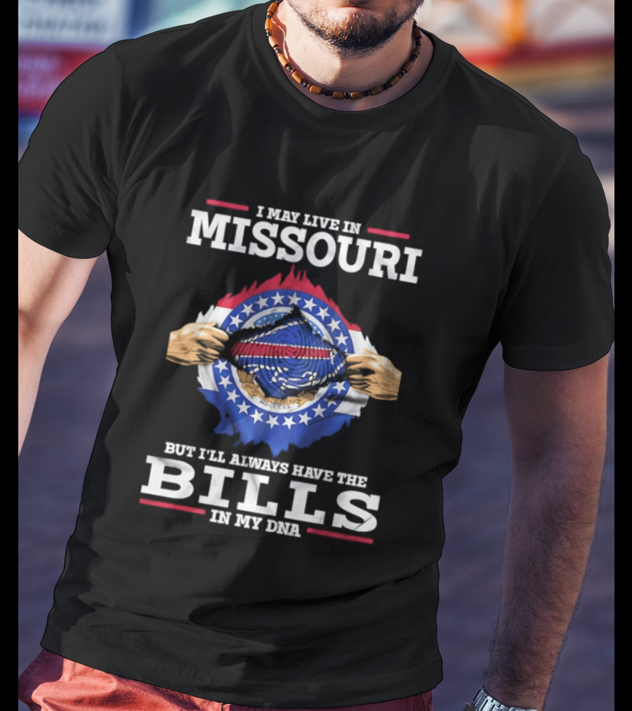 Missouri Resident Buffalo Bills Fan At Heart With Team DNA T-Shirt
