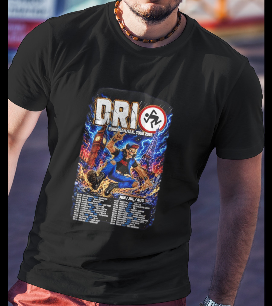DRI European UK Tour 2026 Dirty Rotten Imbeciles Iconic Punk Artwork London Paris Venues Dates T-Shirt