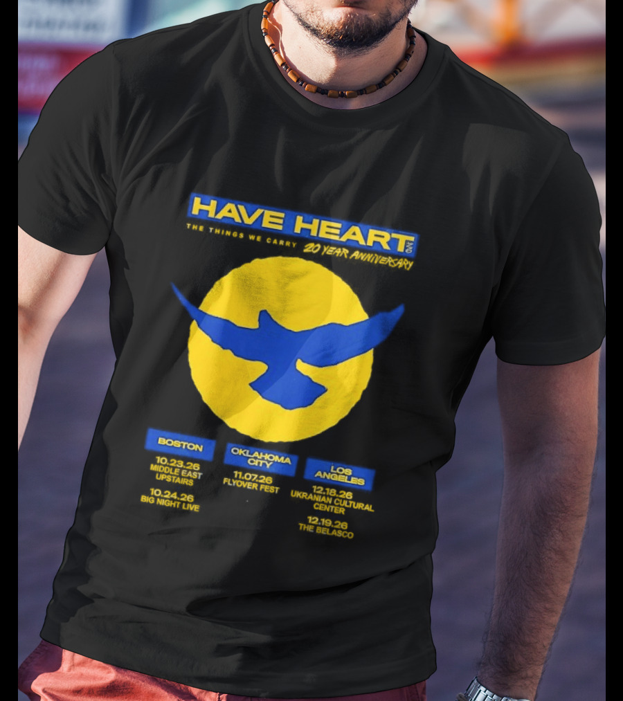 Have Heart The Things We Carry 20 Year Anniversary Tour Boston Philadelphia Los Angeles Bird T-Shirt